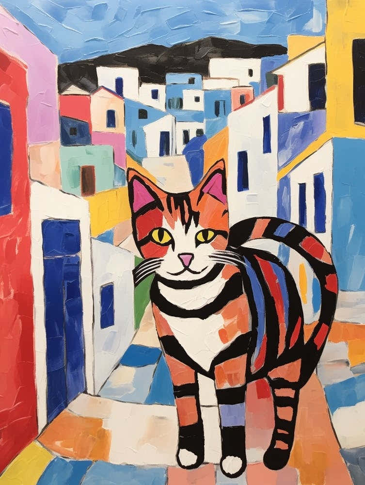 Painting Of A Cat In Athens Greece 5
