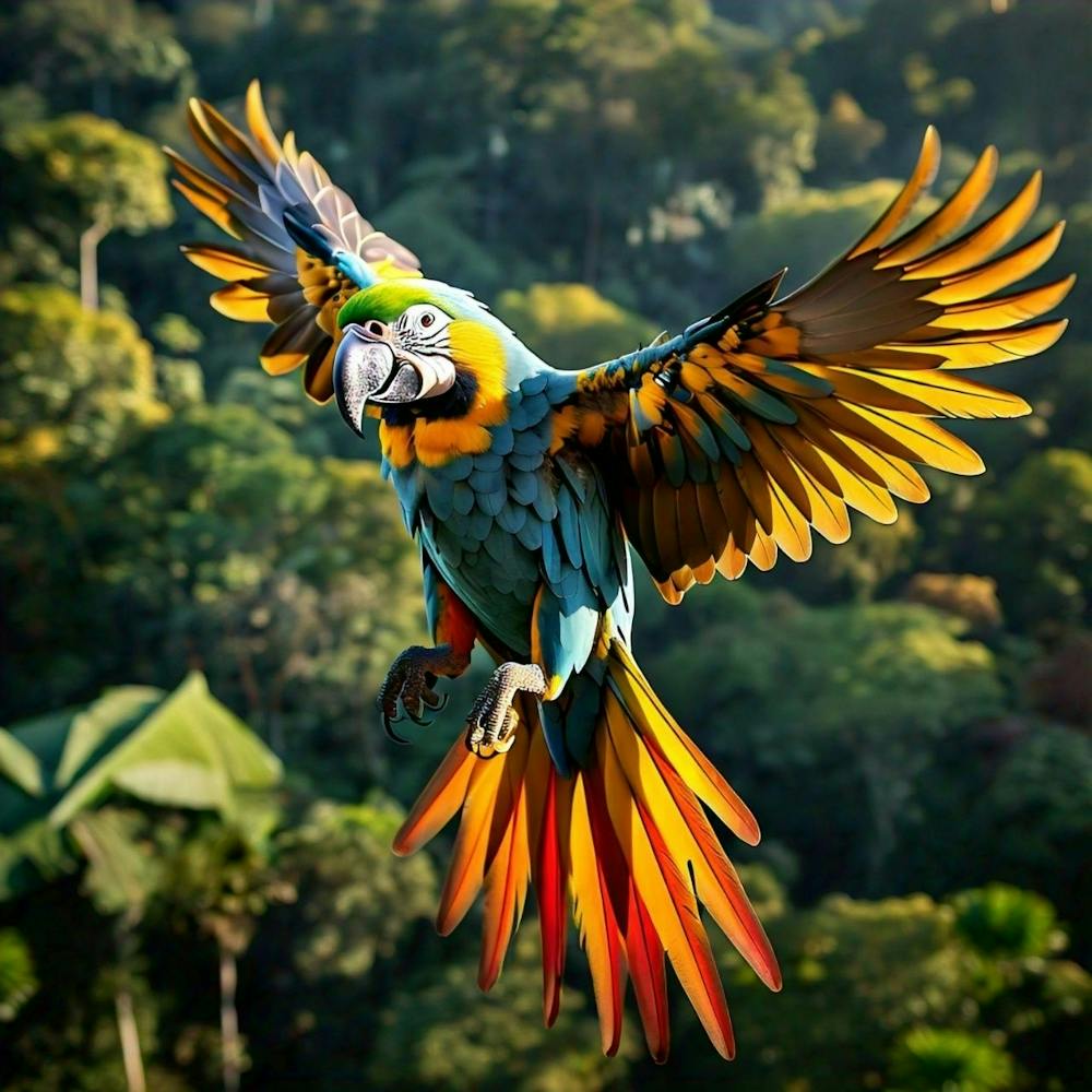 Colorful Parrot In Flight
