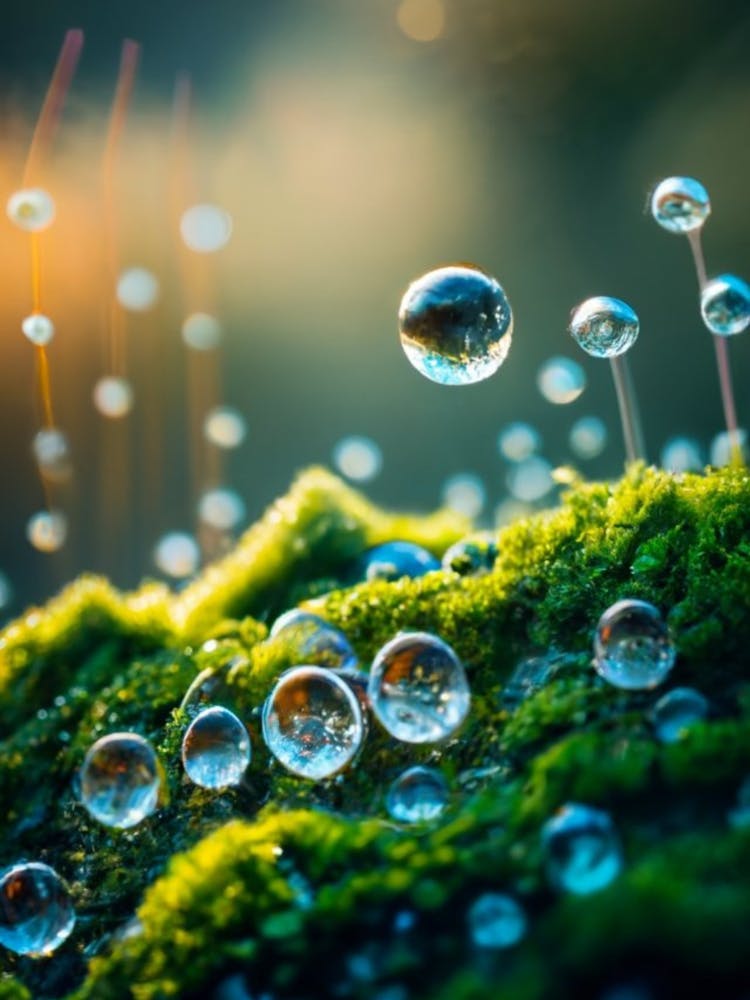 Water Droplets On Moss