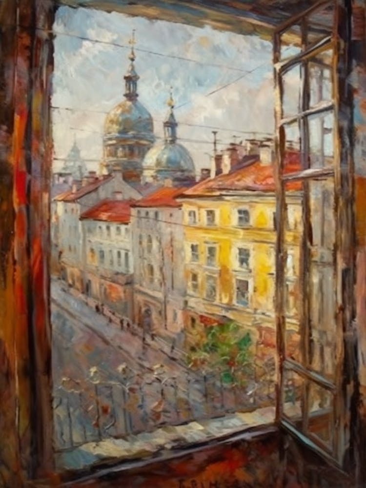 Window View Of Moscow Russia Impressionism Style 3