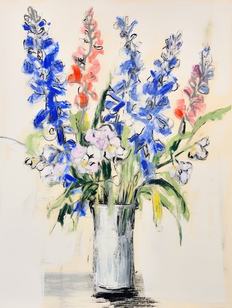 Flower Painting Fauvist Style Delphinium 1
