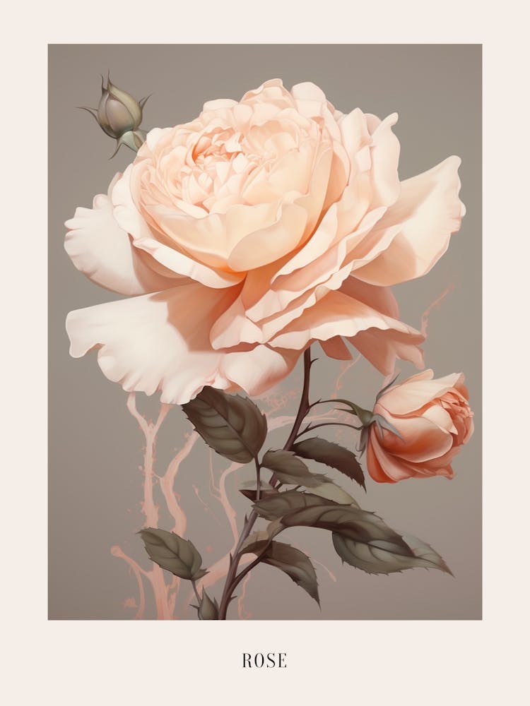 Floral Illustration Rose 3 Poster
