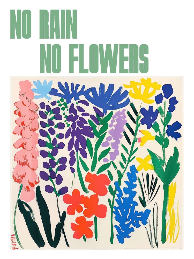 No Rain No Flowers Poster Spring Flowers Painting Matisse Style 4