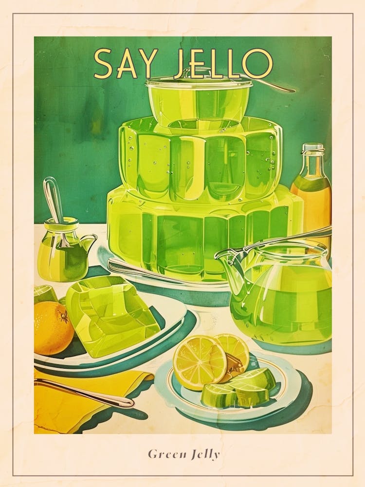 Vibrant Green Jelly Vintage Retro Illustration 2 Poster