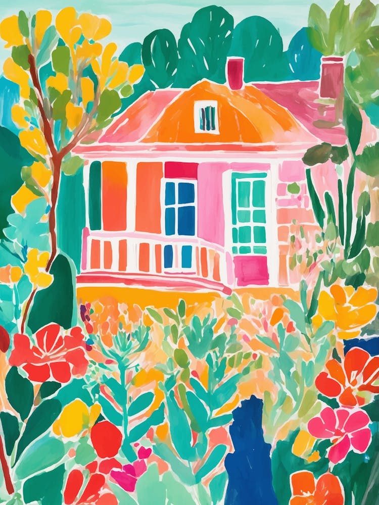 Colorful House In The Garden, plants and flowers