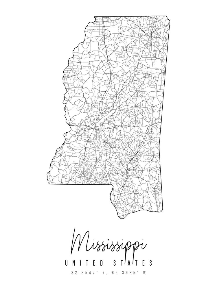 Mississippi Minimal Street Map