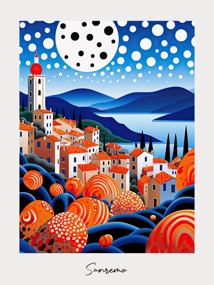 Poster Of Sanremo, Italy, Illustration In The Style Of Pop Art 1