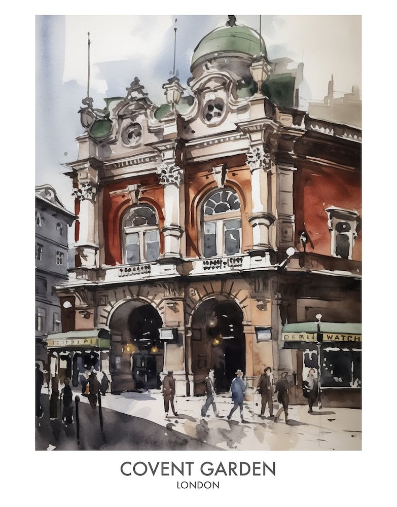 Covent Garden 3 Watercolour Travel Poster