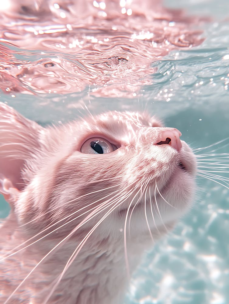 Pink Cat Underwater 3