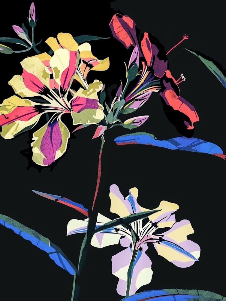 Neon Flowers On Black Phlox 4