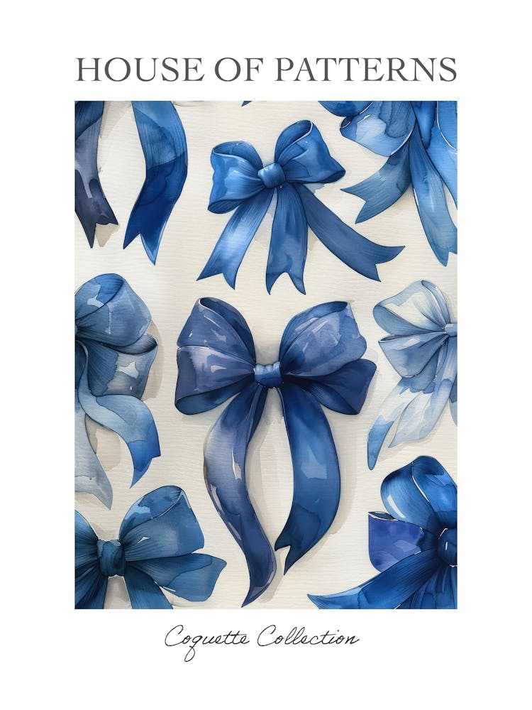 Blue Lace Bows 3 Pattern Poster