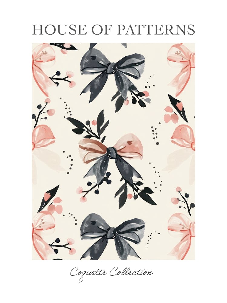 Pink And Black Bows 1 Pattern Poster