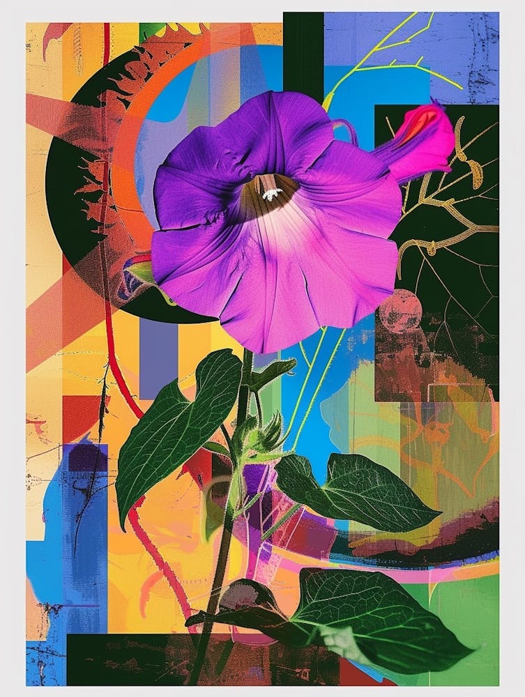 Morning Glory 6 Neon Flower Collage