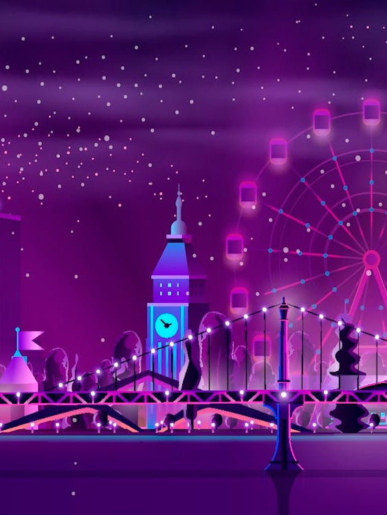 London Skyline At Night - Synthwave Neon City