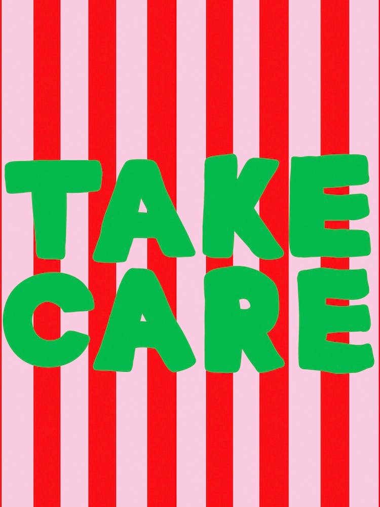Take Care Typography Pink