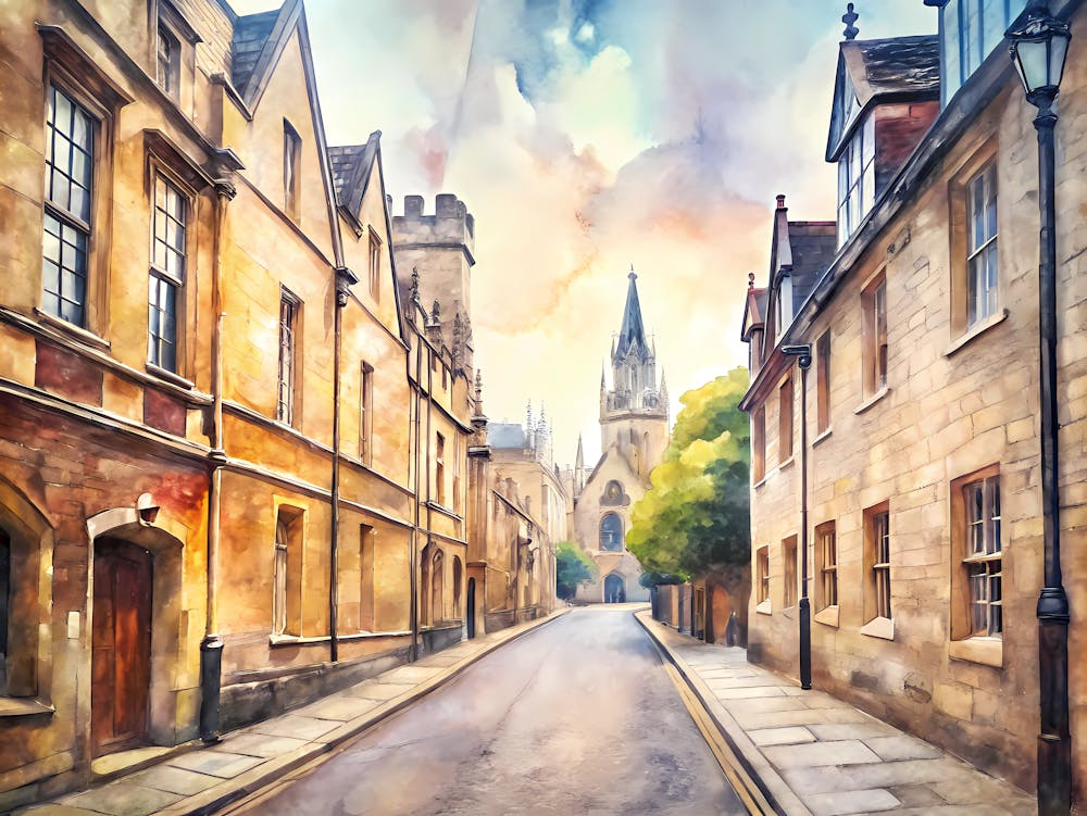 Oxford England Eine Vintage Illustration