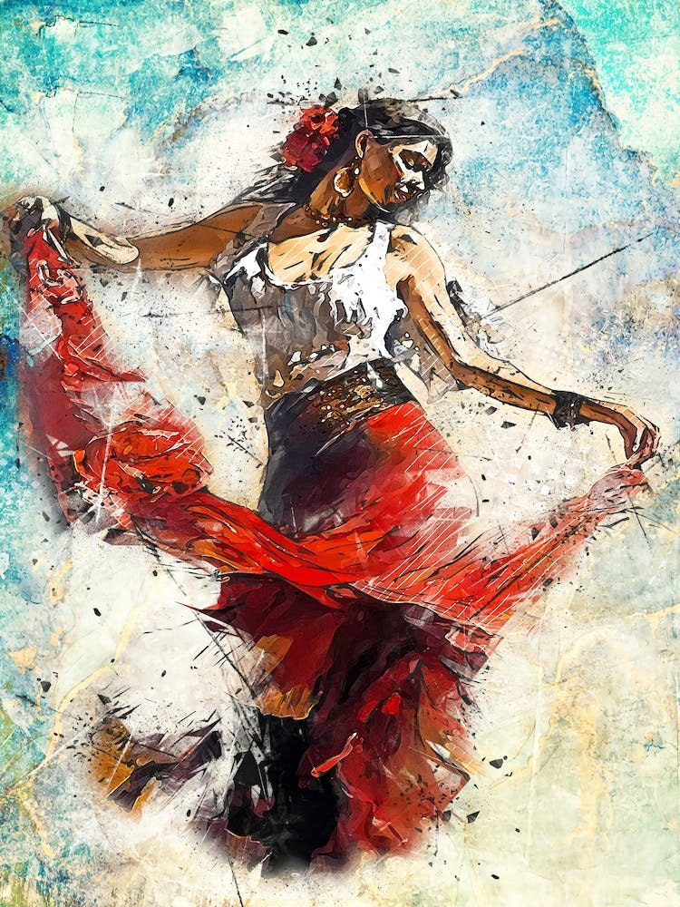 Flamenco Dancer Art Illustration In A Painting Style 18