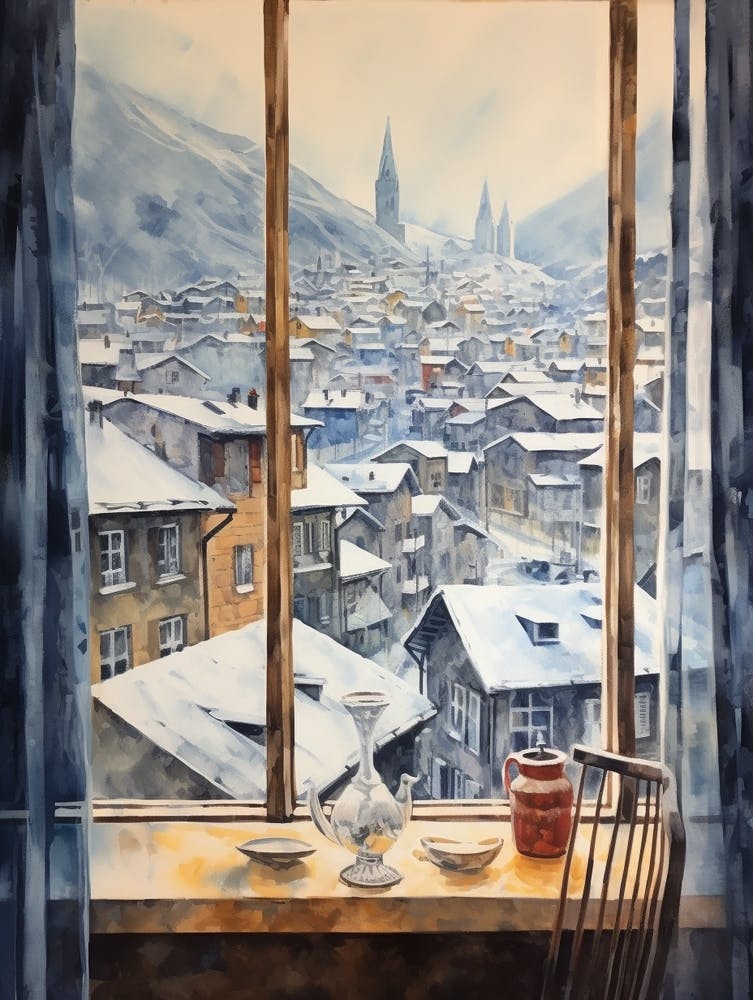 Winter Cityscape Zermatt Switzerland 2