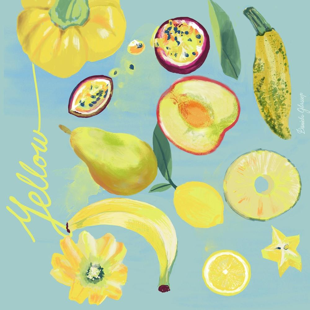 Yellow Array Of Food Square