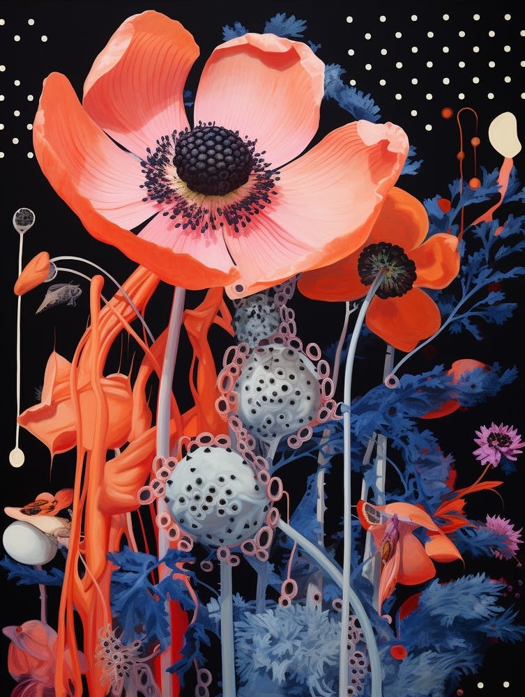 Fleurs Surréalistes Fleur Rose 6 Peinture Florale