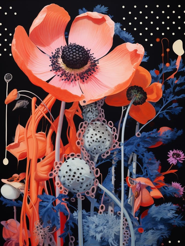 Surreal Florals Pink Flower 6 Flower Painting