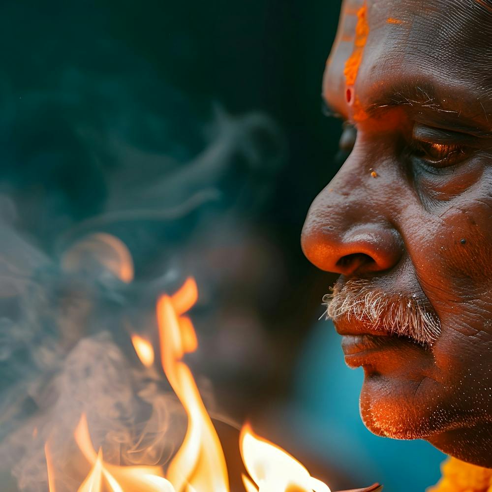 Hindu Man With Fire