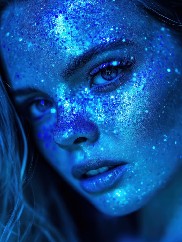 Blue Glitter Face