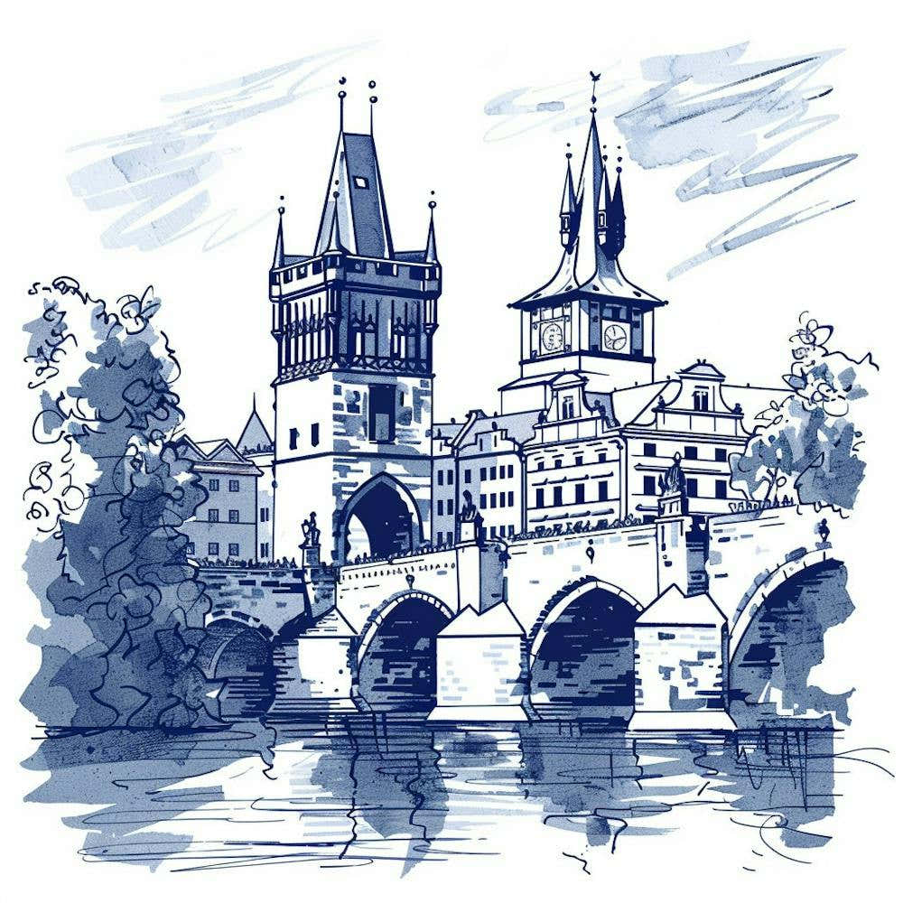A Prague With Charles Bridge Hand Drawn Sketch I 1720467835 3