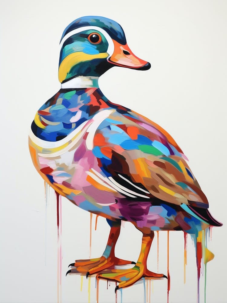 Colourful Bird Painting Wood Duck 2