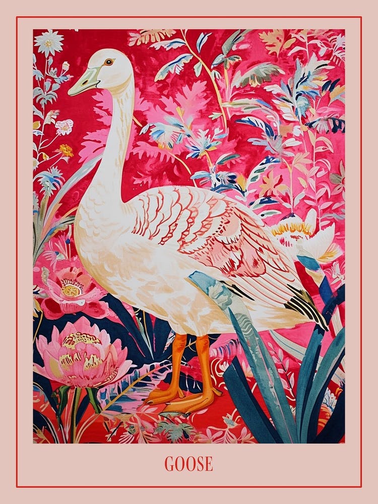 Floral Animal Painting Goose 2 Poster