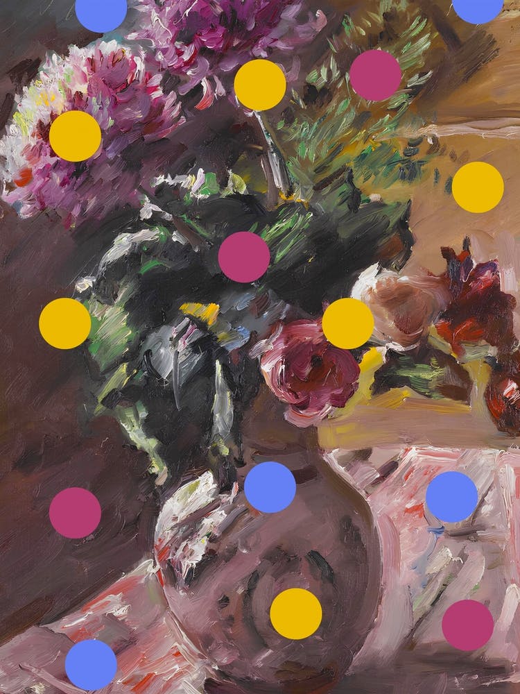 Classic Vase of Flowers And Dots