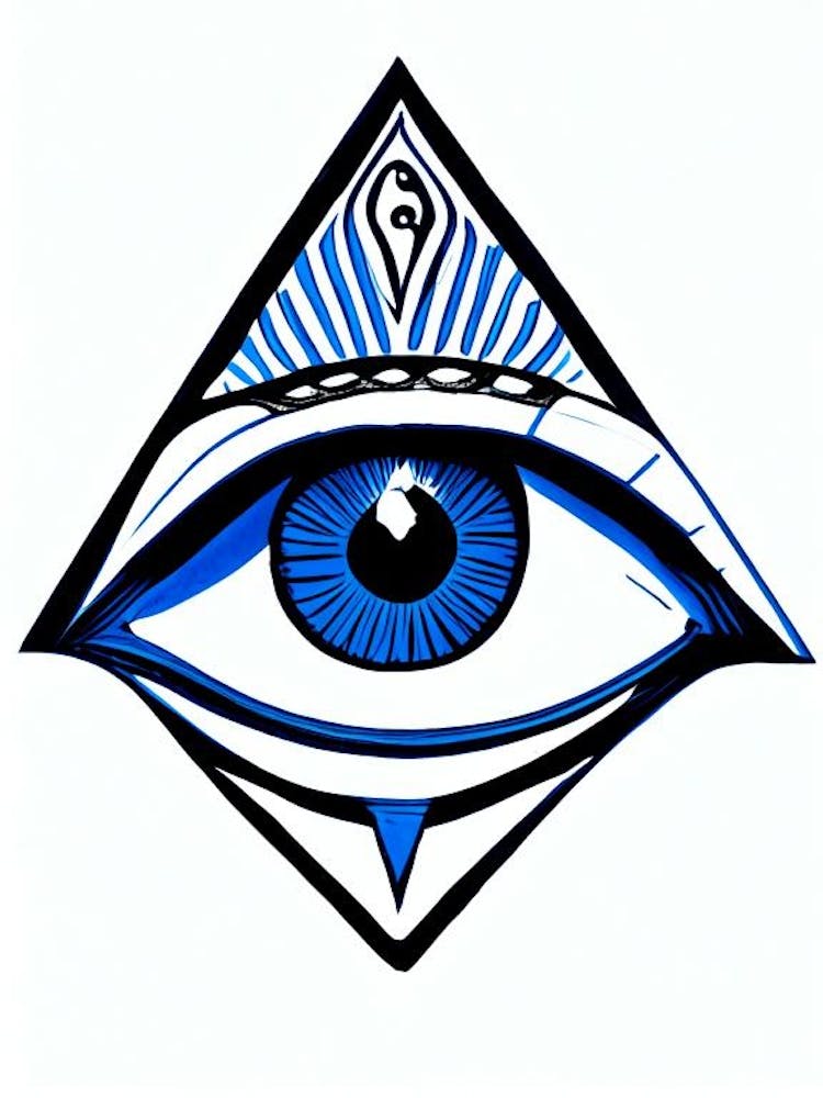 Eye Of Horus, Symbol, Third Eye Blue & White 1