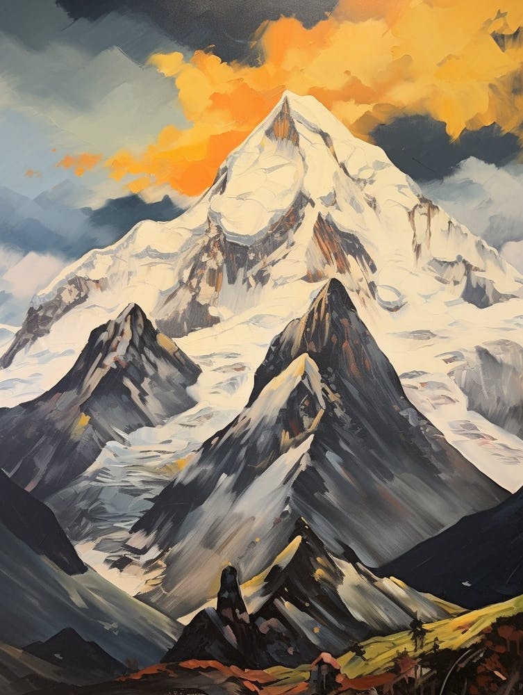 Kangchenjunga Népal Inde 3 Peinture de Montagne