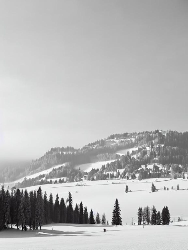 Adelboden, Schweiz Schwarz-Weiß Ski-Poster