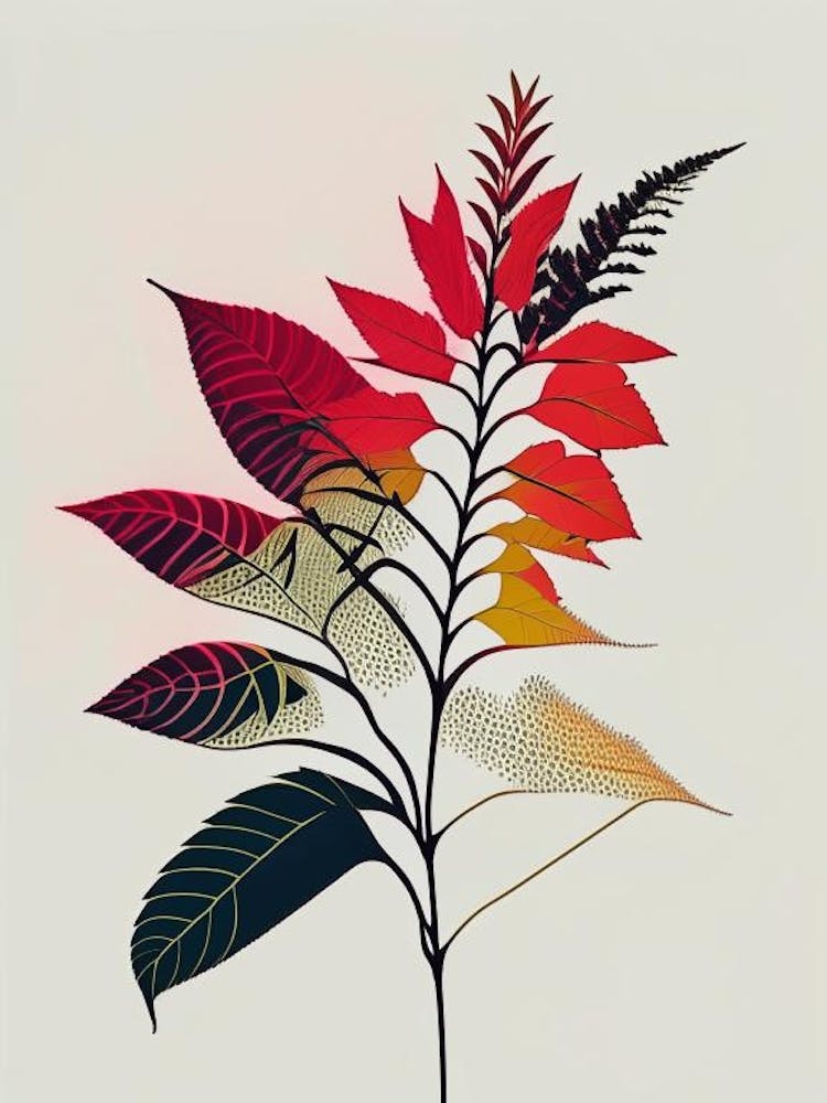 Sumac Vénéneux Dessin au Trait Minimaliste 5