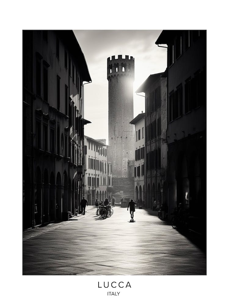 Poster Of Lucca, Italy, Black And White Analogue Photography 2