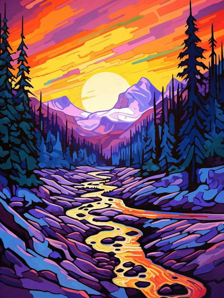Mount Rainier National Park Retro Pop Art 5