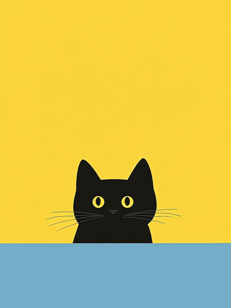 Cat On A Yellow Background
