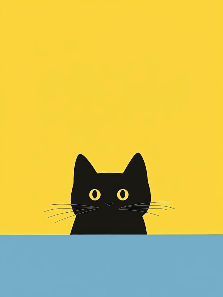 Cat On A Yellow Background
