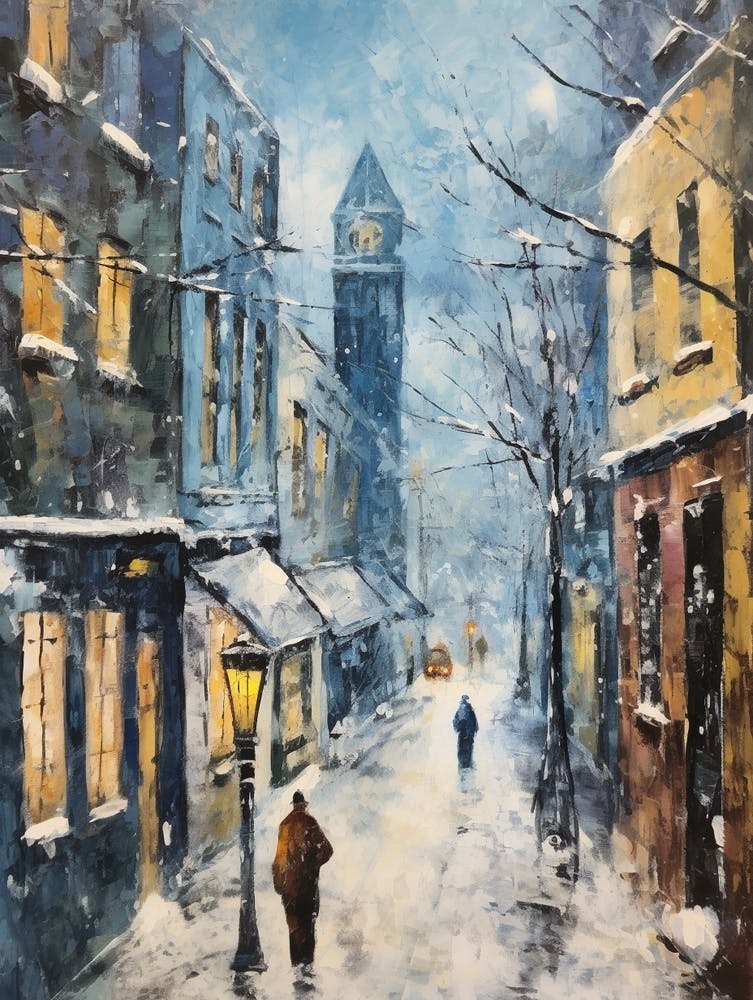 Vintage Winter Painting Cologne Germany 2