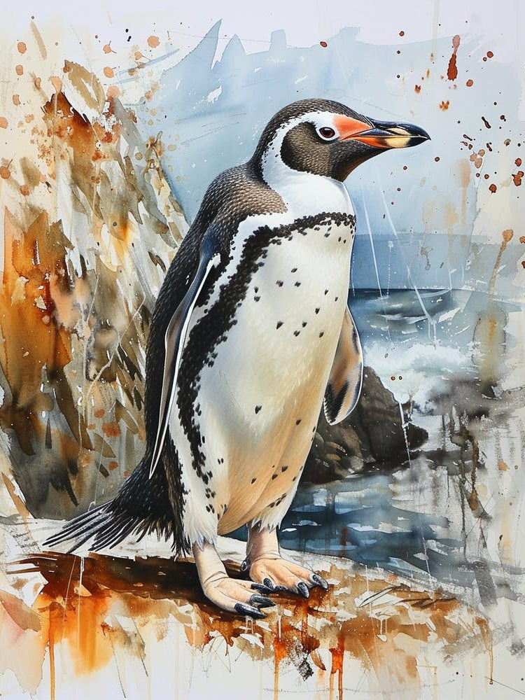 Humboldt Penguin Grytviken Watercolour Painting 2