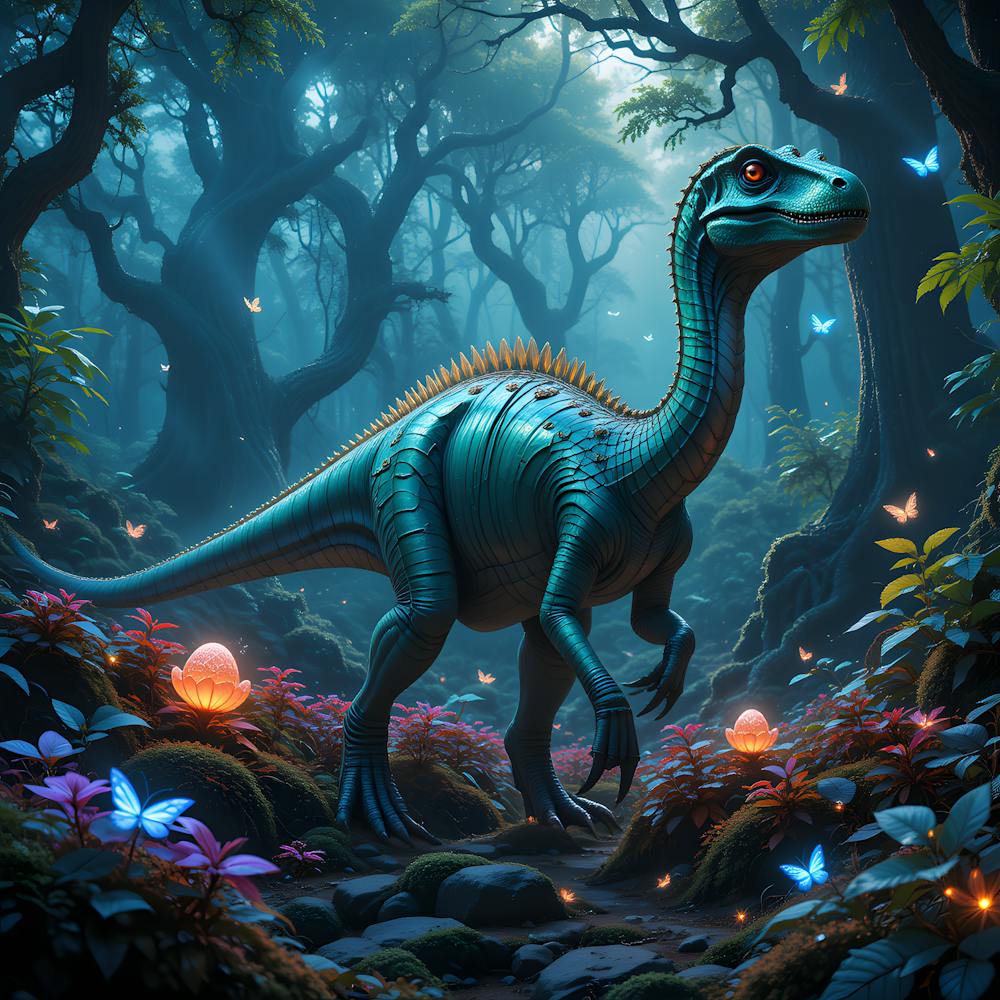 Dinosaur In The Forest