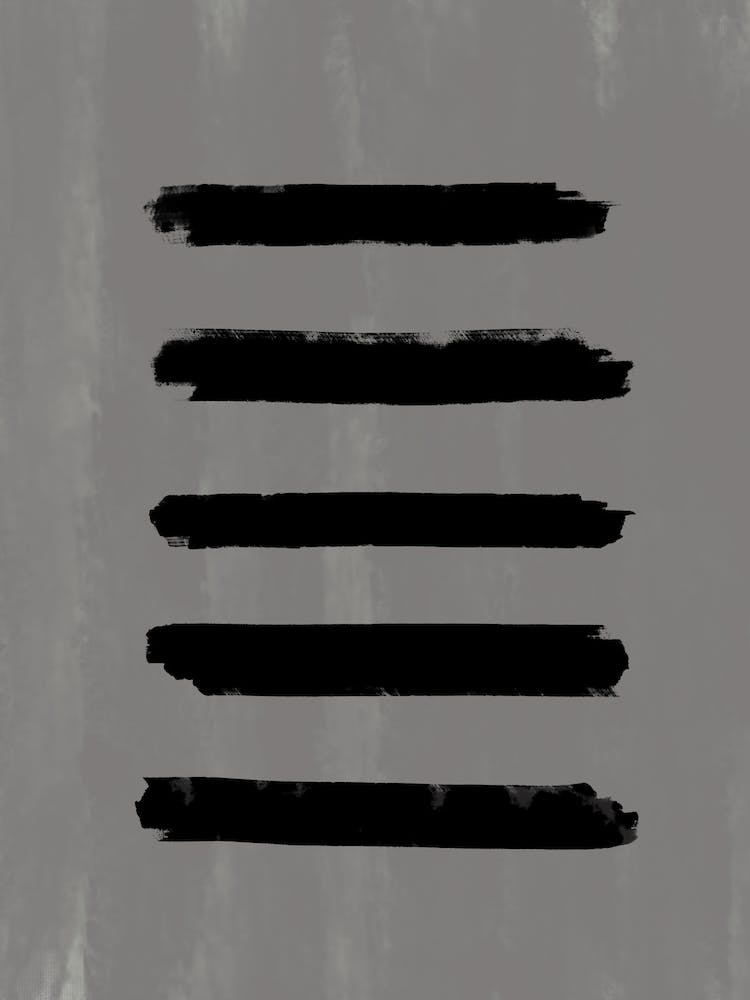 Grey Painting With Black Brushstrokes
