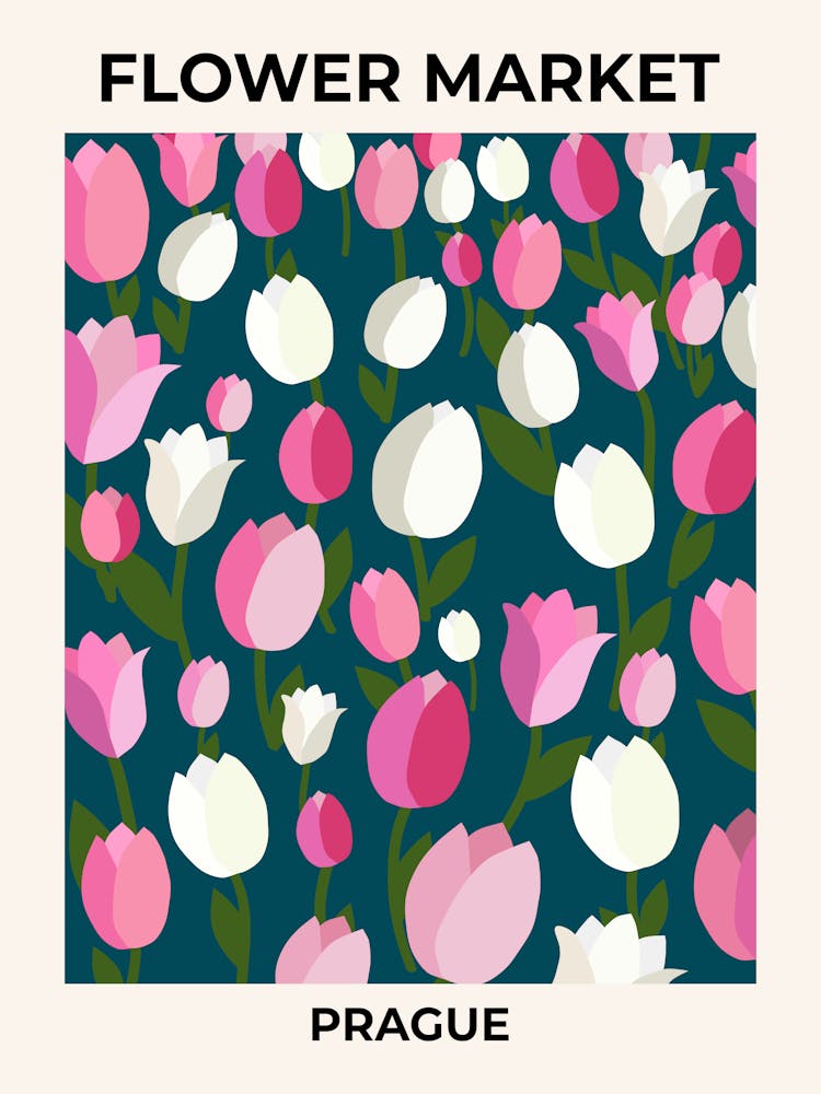 Flower Market Prague Tulips Navy Blue And Pink