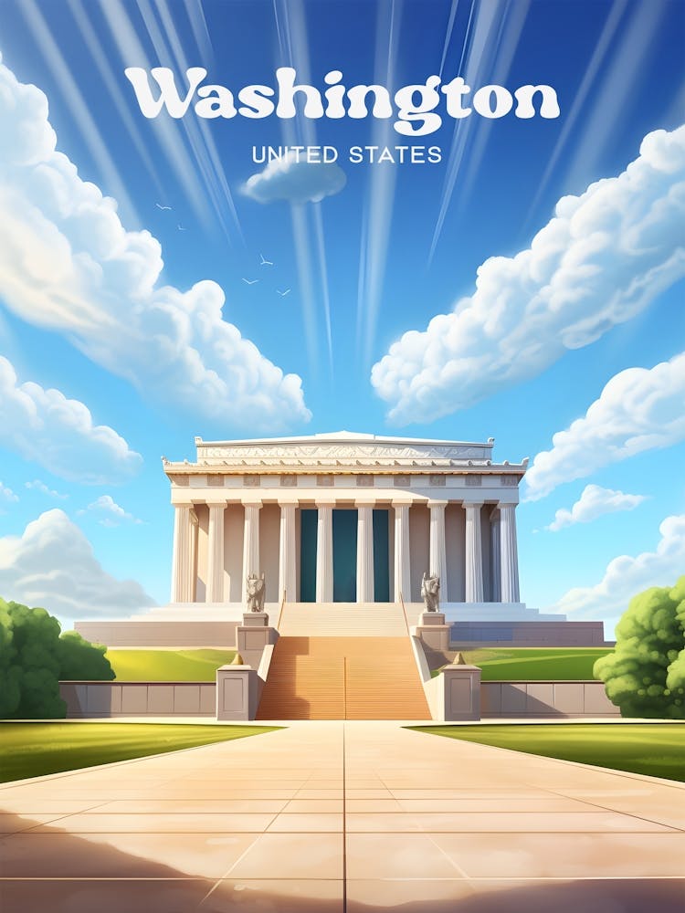 Washington United States Historical Memorial Modern Travel Art
