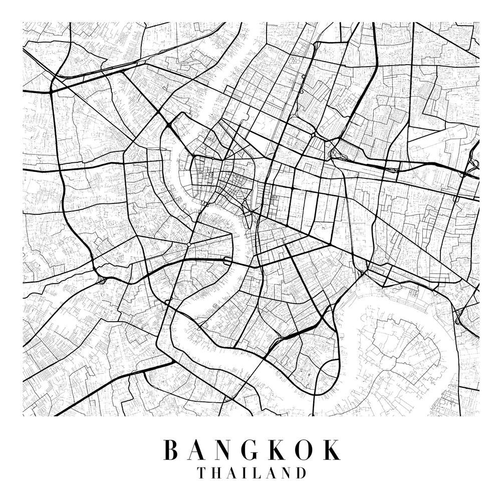 Bangkok Thailand Street Map Minimal Square