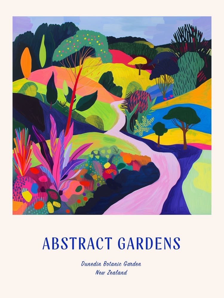 Colourful Gardens Dunedin Botanic Garden New Zealand 4 Blue Poster