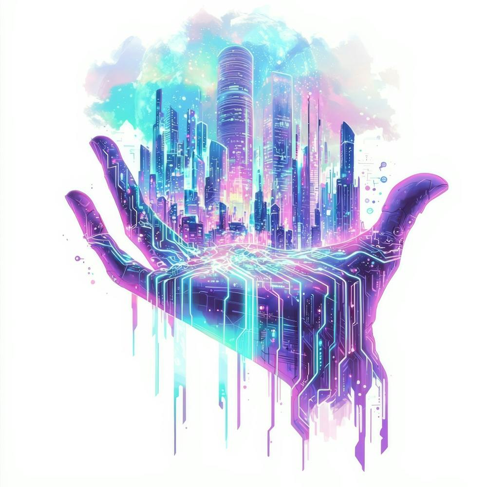 Futuristic Hand.Generated AI. Wall