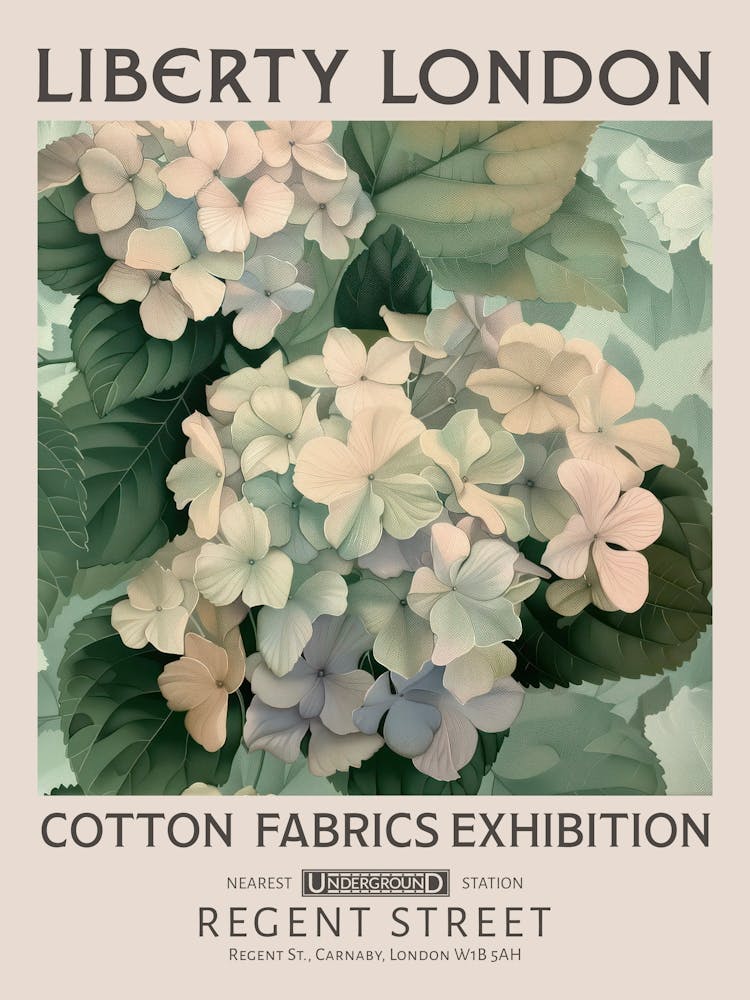Liberty London Print William Morris Textiles White Hdrangea Flower