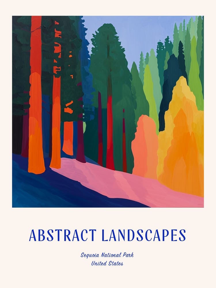 Colourful Abstract Sequoia National Park Usa 2 Poster Blue